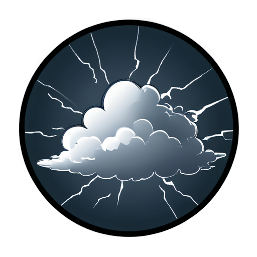 Storm Cloud in circle cartoon - icon | sticker