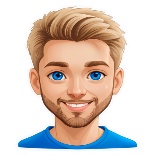 Smiling Face of Ukrainian man with blond hair and blue eyes - icon | sticker