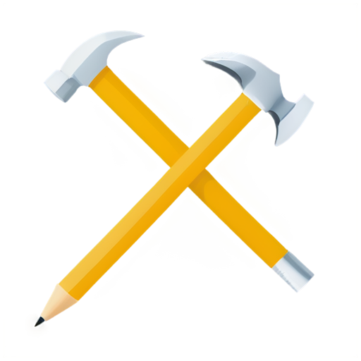 hammer and pencil crossed - icon | sticker