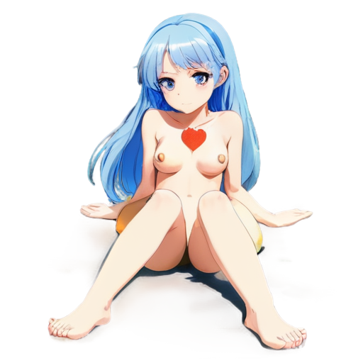 in anime style, day, girl, beautiful, blue-haired, slender, pretty, young, without shoes, on the beach, lying on the sand with her back up, heat, white sand, feeding her baby with her salt, 2d anime character, white European appearance, young - icon | sticker