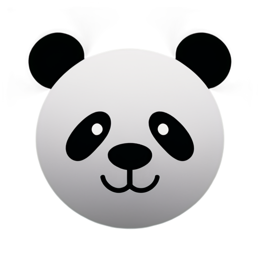 A pandas face, super simplistic, grey and white, modern logo - icon | sticker