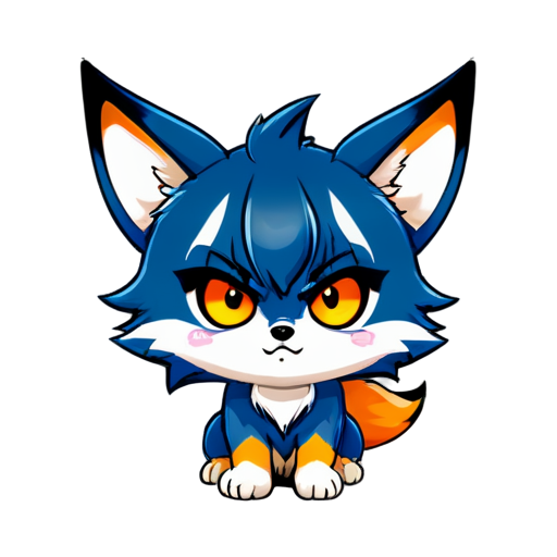 Angry anime chibi face with little fox ears - icon | sticker