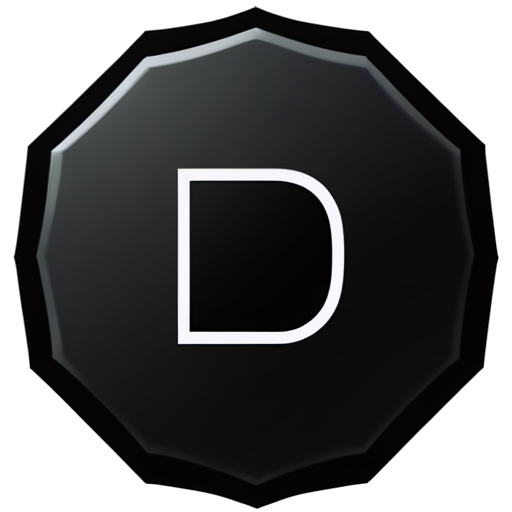 a black, simplistic hexagon with a D in the middle - icon | sticker