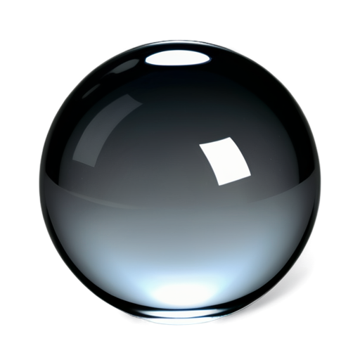 A simple, floating glass sphere without any base or stand, with a transparent, reflective surface. With -2 inside the sphere - icon | sticker