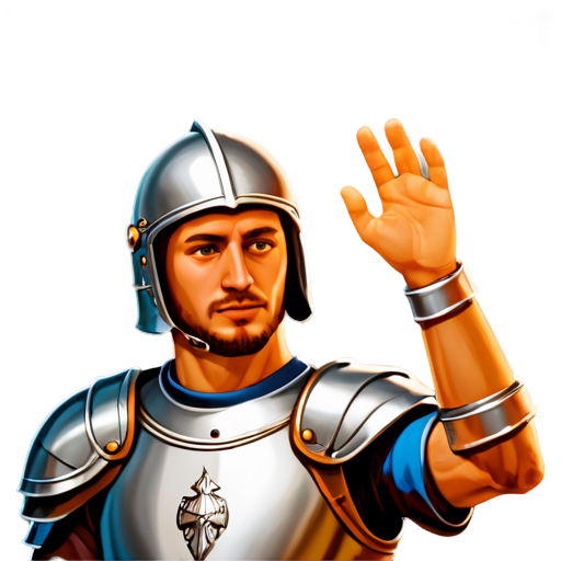 man waving in armor icon - icon | sticker