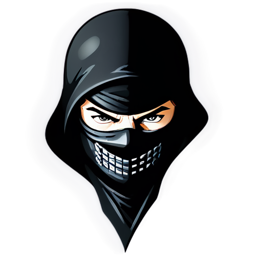 black, angry ninja logo, for a crypto token - icon | sticker