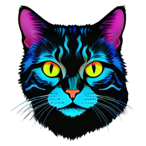 cyberpank abstract cat neon - icon | sticker