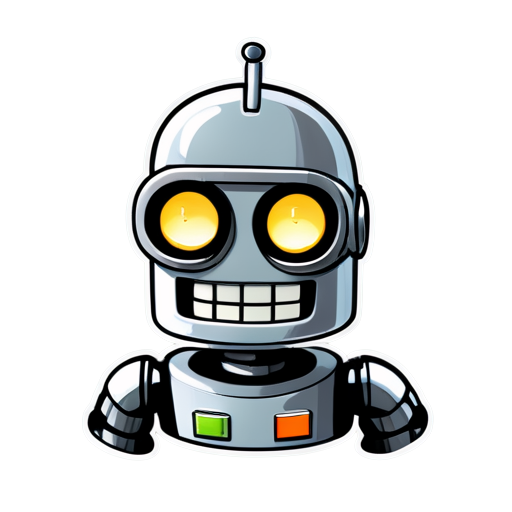 2d face sticker of the Bender robot that expresses Surprise - icon | sticker