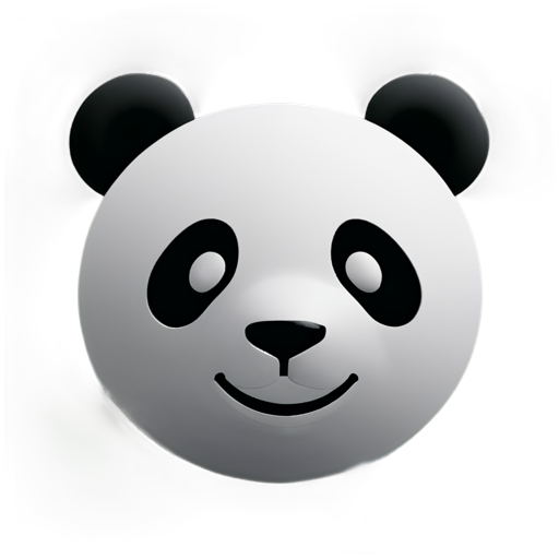 A pandas face, super simplistic, grey and white, modern logo - icon | sticker