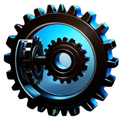 two gears rotate around a glass prism - icon | sticker