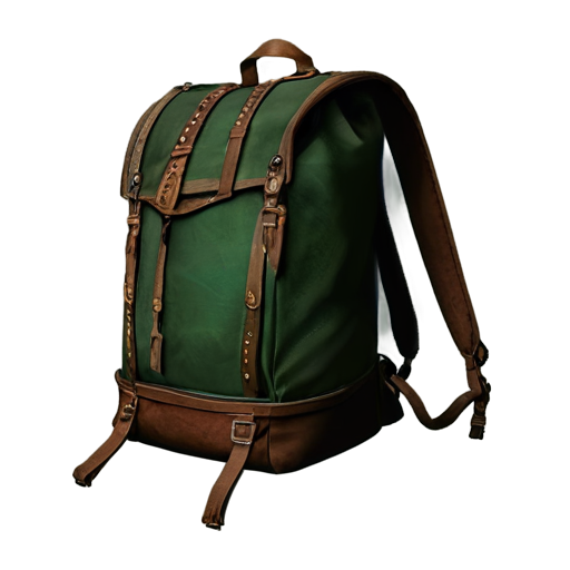 medieval backpack with green arrow coming out of it - icon | sticker