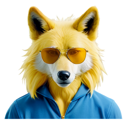 furry wolf head bara earphones sunglass yellow hair - icon | sticker