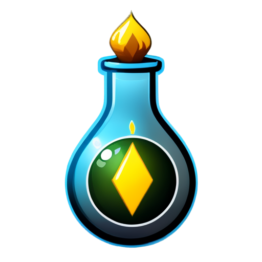 I need you to create a high-quality, visually appealing icon for a computer game. This icon will represent a potion that resets a user's cooldown. A clock or timer symbol being wound back or resetting. Arrows forming a circular motion around the vial, symbolizing reset or renewal. A sparkle or glow effect around the vial to indicate its powerful effect. - icon | sticker