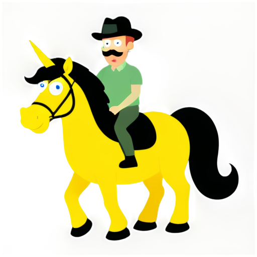 SpongeBob with moustache riding a black unicorn - icon | sticker