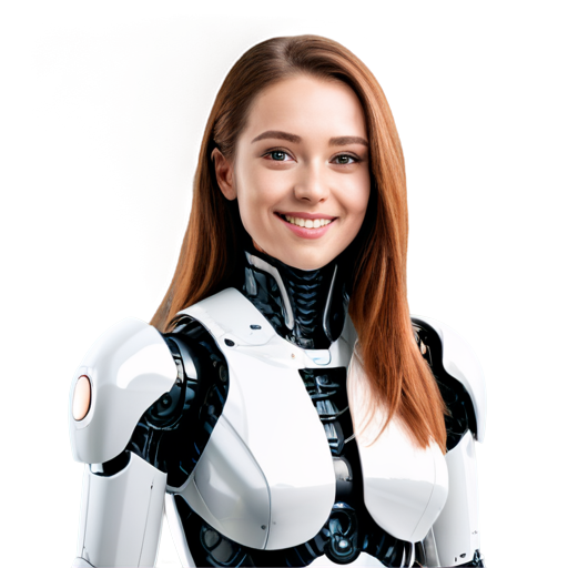 smiling robot girl - icon | sticker