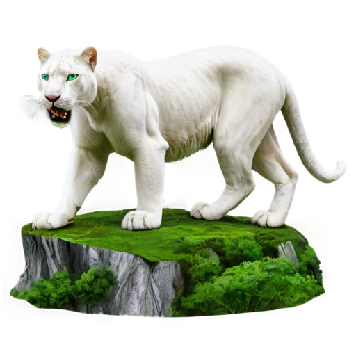 White Panther real, green mountains in background - icon | sticker