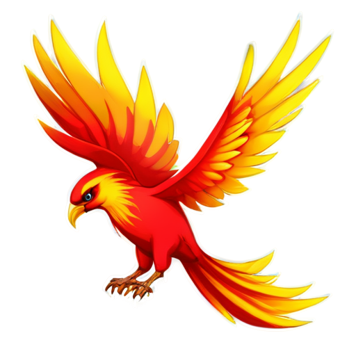 A phoenix-like bird, a one-legged, fiery red bird, symbolizing fire and light, the sacred bird of the Classic of Mountains and Seas - icon | sticker