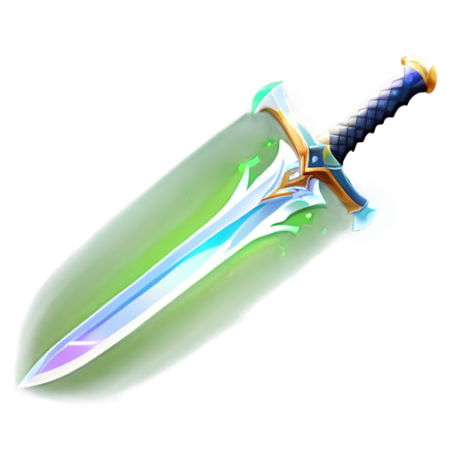 the icon of a slashing sword strike , the sword is flying, the background is green with a gradient - icon | sticker