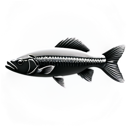 black and white fish icon with an empty body - icon | sticker