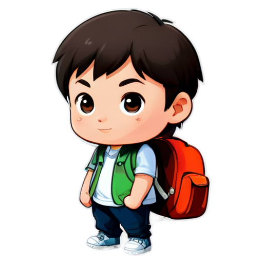 Travelling dumpling looks like a young man with a backpack - icon | sticker