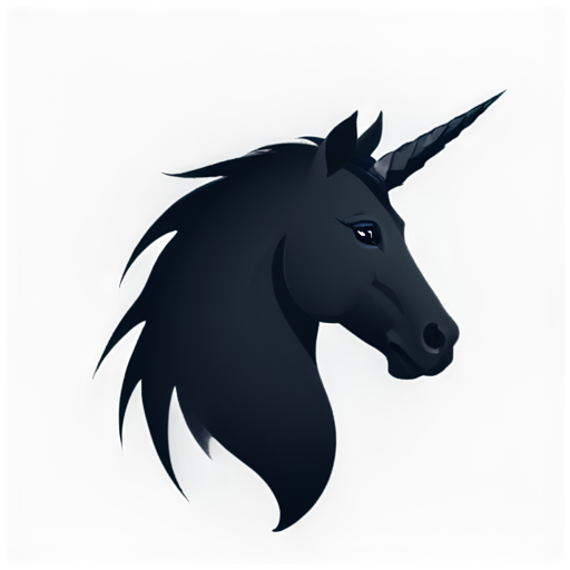 Dark unicorn head long mane - icon | sticker