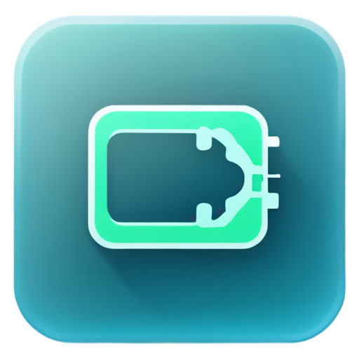 Create a modern, flat-style app icon for a USB Network Interface Manager application. The icon should be square with slightly rounded corners. The background should be a deep blue color. In the center, place a simplified, white USB trident symbol. Overlaying this, draw thin, bright green or cyan lines connecting small circles to represent a network. These lines and circles should intertwine with the USB symbol. In one corner, add a small white gear or cog to represent settings or management. The overall style should be minimalist and easily recognizable at small sizes. The icon should convey the concept of managing USB network connections. Please create this as a high-resolution PNG image with a transparent background. - icon | sticker