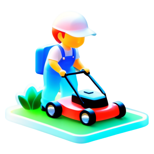 lawn mowing, garden care, landscape design - icon | sticker