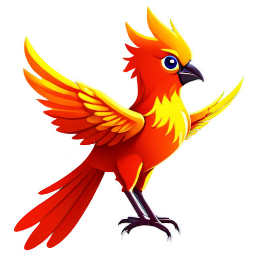 A phoenix-like bird, a one-legged, fiery red bird, symbolizing fire and light, the sacred bird of the Classic of Mountains and Seas - icon | sticker