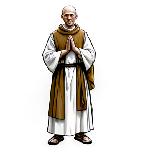 medieval monk, paint style, - icon | sticker