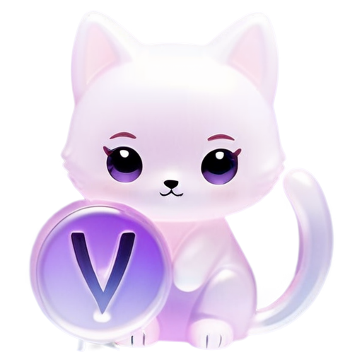 purple bg with letter Woo and a cat tail - icon | sticker