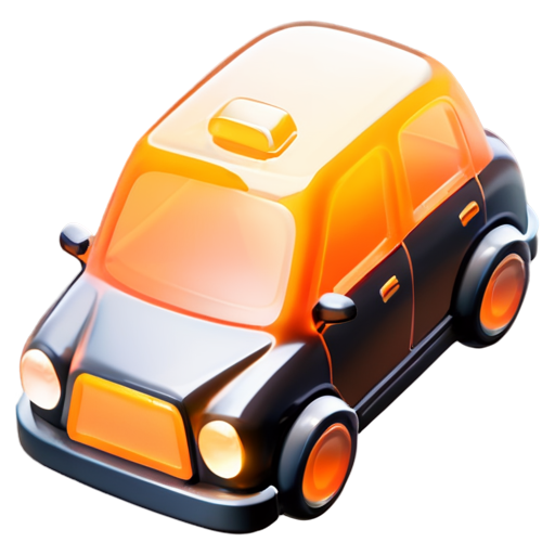 minimalistic taxi icon with orange and black colors. Taxi. % - icon | sticker