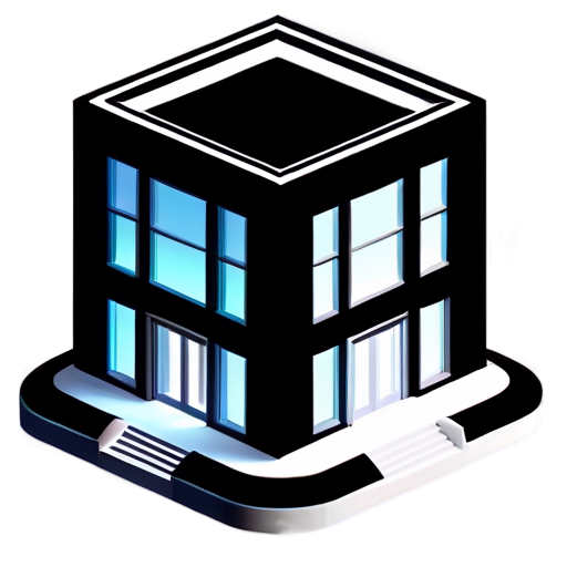 isometric business-center with windows. angle 45 degrees. it should be only with white and grey colors - icon | sticker