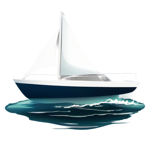 minimalistic boat on the waves white color - icon | sticker