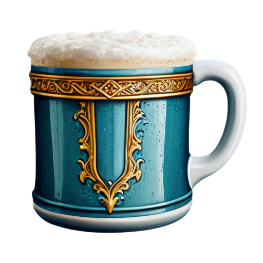 medieval ceramic cup with beer foam, paint style - icon | sticker