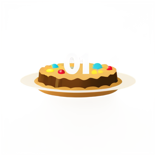 The pie is sprinkled with candies shaped like the numbers "0" and "1" - icon | sticker