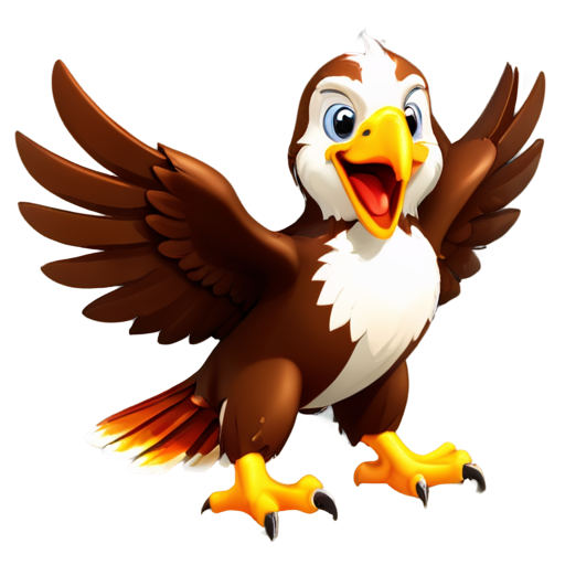 Cute Eagle soaring mascot. adorable 3D eagle expressing joy and excitement. Ideal for children education - icon | sticker