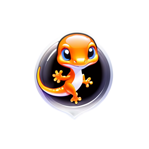 logo for a basketball team with a gecko in orange tones - icon | sticker