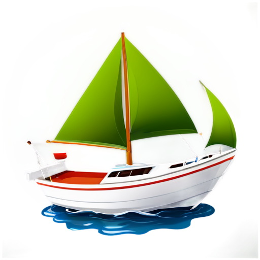White the boat floats on the water - icon | sticker