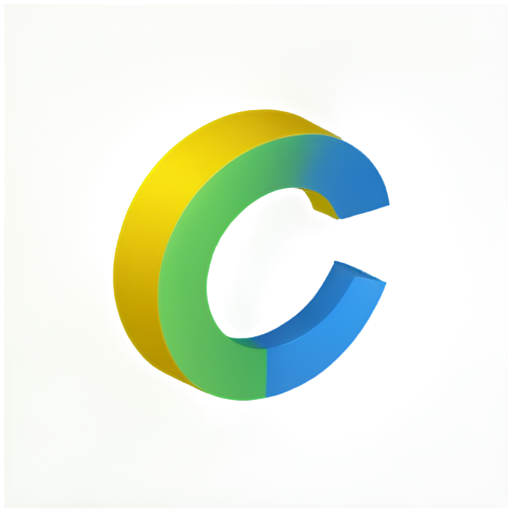 graph nodes with the 'C' letter in the center. Minimalistic 50/50. Green/yellow/blue colors. - icon | sticker