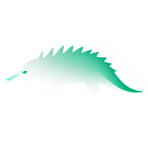 Australian echidna, the tongue is laconically and creatively combined with the attachment for the sorting robot, minimalist style, no fill, dark green gradient lines, white background, logo in a circle, - icon | sticker