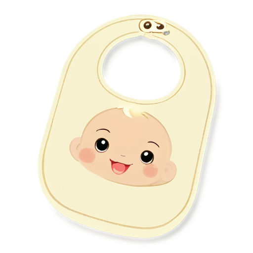 baby bib and bottle in the same icon light beige no background - icon | sticker