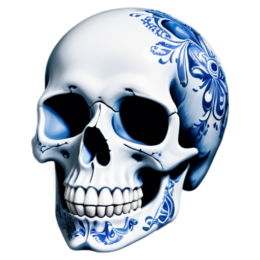 skull in the form of forforfor ware painted in gzhel. - icon | sticker