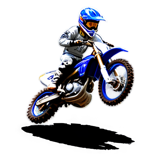 Yamaha Dirt bike 2 stroke, doing a wheelie, jumping over a log - icon | sticker