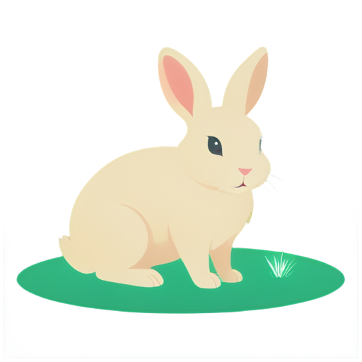 cute rabbit sitting on grass - icon | sticker