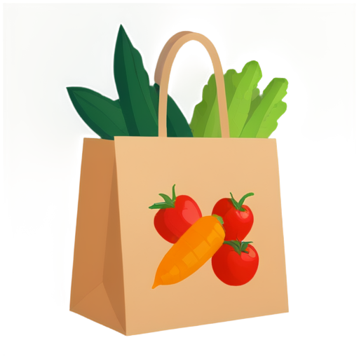 grocery bag with vegetables - icon | sticker
