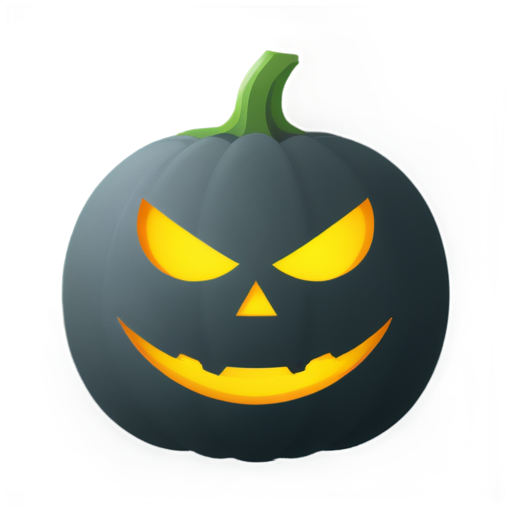 Minimalist pumpkin with angry face in flat style on a white background - icon | sticker