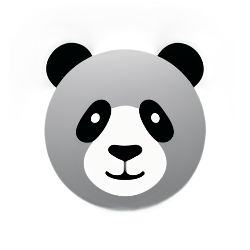 A pandas face, super simplistic, grey and white, modern logo - icon | sticker