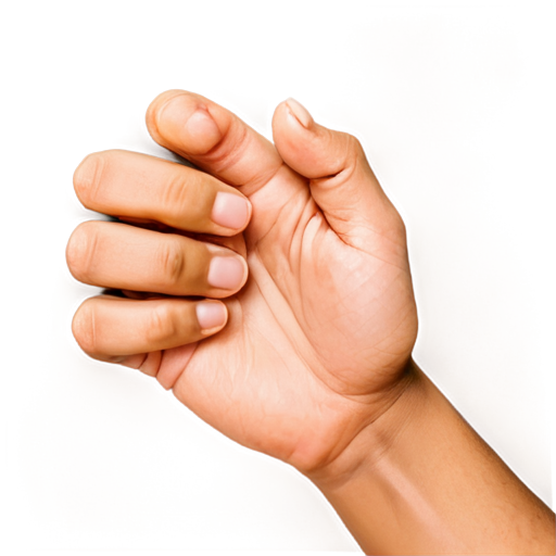 A 2D icon depicting a hand, the hand has 5 fingers, the back of the hand is turned out. All fingers are folded into a fist, except for the index and thick fingers. The index finger is extended upward. There are rounded lines under the index finger that create the effect as if the finger is pressing - icon | sticker