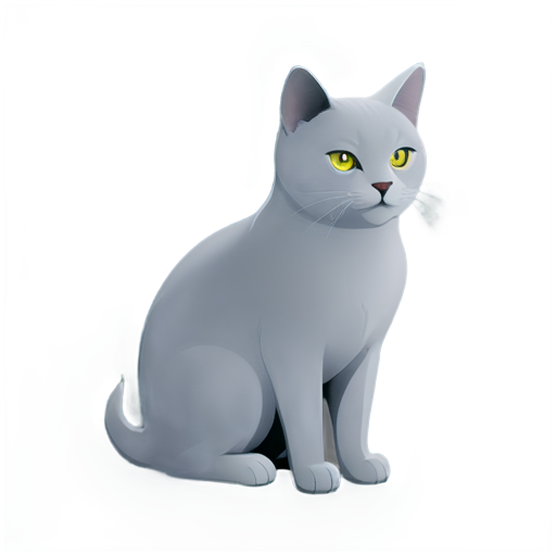 Cartoon -style Chartreux cat is playing games - icon | sticker