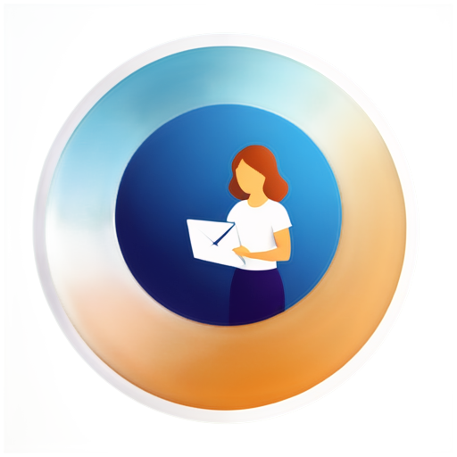 girl in sphere with mail from internet sunset background - icon | sticker